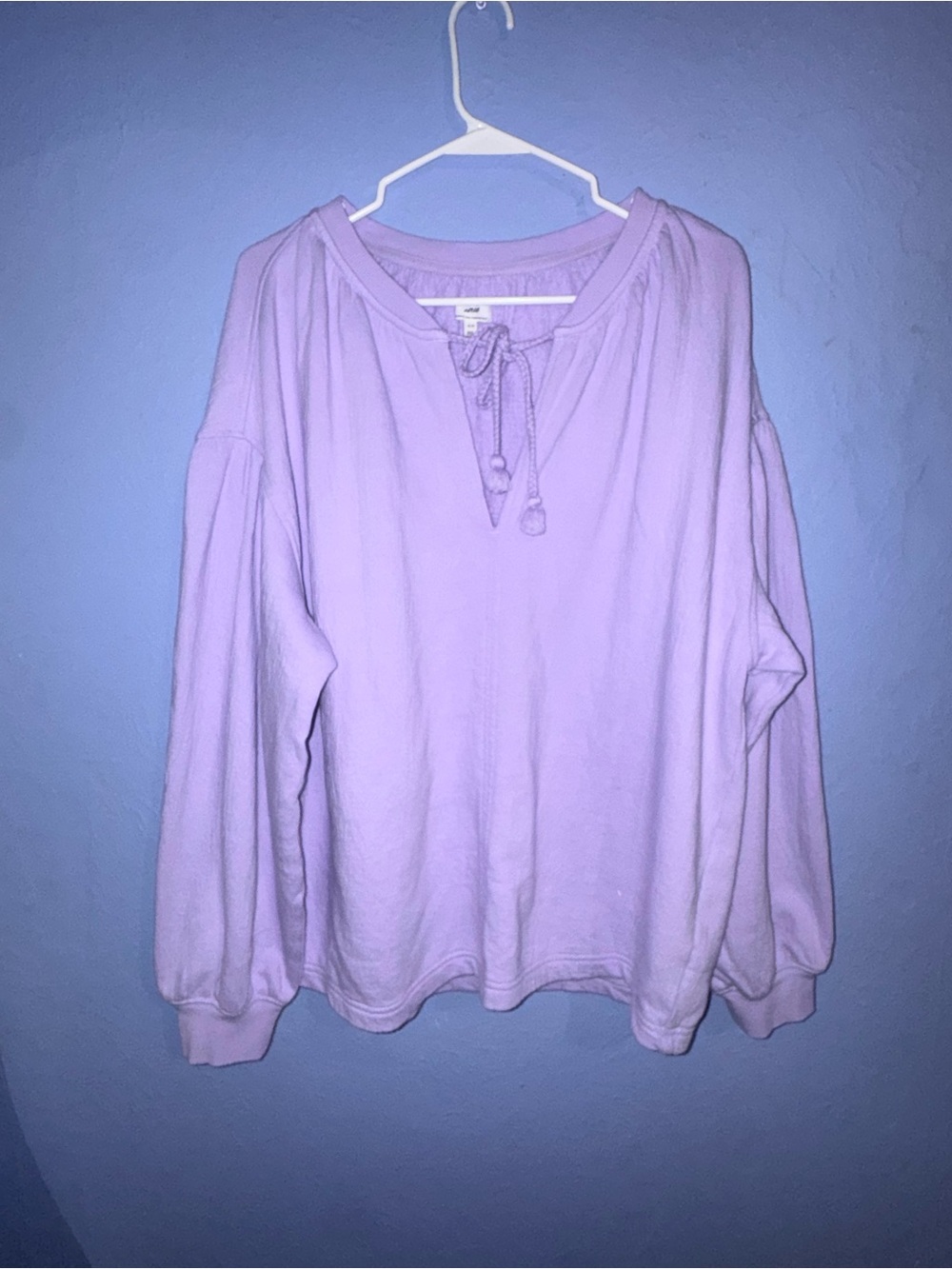 aerie Lavender Tie-Neck Pullover Sweatshirt